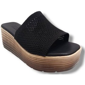 Resim Efsun 3005-25 Triko Anatomik Dolgu Topuk Kadın Terlik Siyah 