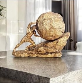 Resim Sisifos Heykeli Mitolojik Figür Biblo Dekoratif Gold Altın Obje Bronz Renk Heykel Ev Ofis Aksesuarı Gold Altın 10 x 10 