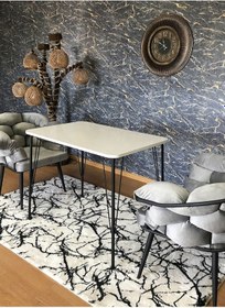 Resim Yirmi15 Siyah Metal Ayaklı 60x90 Cm Tek Masa Parlak Beyaz 2023 Mutfak - Balkon - Çalışma Masası- Masa 