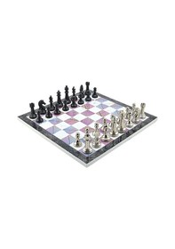 Resim Gifthome Premium Black Metal Klasik Satranç Takımı Ve Bahar Desenli Mdf Satranç Tahtası 37x37 Cm. 