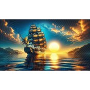 Resim Venspor Gün Batımı ve Yelkenli Arkaplanı, Deniz ve Macera Temalı, Duvar Örtüsü 200x150cm 