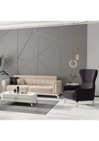 Resim Bella Gold 3+1 Salon&oturma Odası Koltuk Takımı - Krem&siyah 