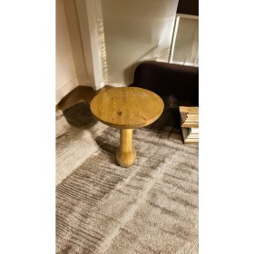 Resim Wooden Ahşap Konik Model Tekli Mantar Yan Sehpa Modern Tütün Renk Fiskos 