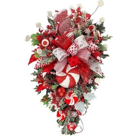 Resim Noel Çelengi Kapı Çelengi Noel, Lolipoplu Yapay Noel Çelengi, Noel Tatil Çelenkleri, Noel Advent Çelengi Noel Dekorasyonu 