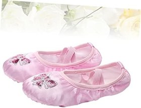 Resim Holibanna tek bale ayakkabıları çocuklar için dans ayakkabıları çocuklar bale ayakkabıları kız çocuk terlik şerit bale terliği yoga ayakkabıları Kore versiyonu kurdele pembe 