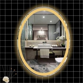 Resim Dnr-Mirror35x55 Cm Dokunmatik Tuşlu Kumlamalı Günışığı Ledli Elips Banyo Aynası 
