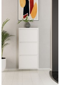 Resim 3 Kapaklı Metal Ayakkabılık Beyaz Beyaz 