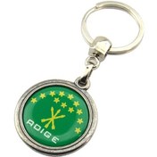 Resim Adige Çerkes Bayrak Yuvarlak Damla Anahtarlık 