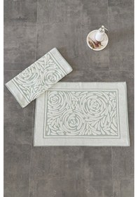 Resim 2'li Zemini Renkli %100 Pamuk Ayak Havlusu Mint 