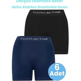 Resim Uniquetrenders Erkek Dikişsiz/seamless Nefes Alabilen Boxer 6 Adet Siyah - Lacivert 