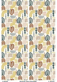 Resim Autumn Abstract Desenli Süet Oturma Odası Salon Fon Perde Ekstrafor Büzgü 2 Kanat Prd-1091 Çok Renkli 