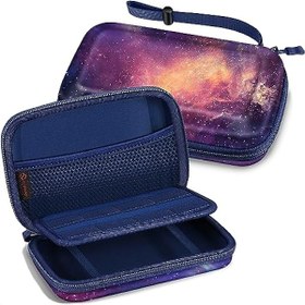 Resim FINTIE Nintendo 2DS XL / 3DS & XL & LL için Kılıf - Oyun Kartı Tutuculu ve El Kayışlı Darbeye Dayanıklı Saklama Çantası Taşıma Çantası, Galaxy 