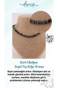 Resim Deniz Doğal Taş Sertifikalı Karlı Obsidyen ( Taşlar) Doğaltaş Kolye 6 Mm, M186 