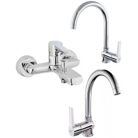 Resim Penta Agena Serisi Lavabo + Eviye + Banyo Bataryası - U Boru Krom 