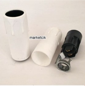 Resim Küçük Beyaz E14 Mum Duy Dekoratif Standart Avize Ampul Duyu 