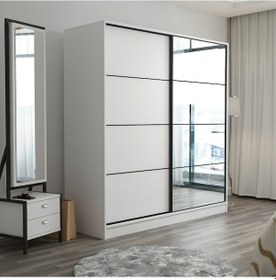 Resim Minarmobilya Minar Kale 2 Kapaklı Aynalı Sürgülü Dolap 180 Cm - Beyaz (541417031) 