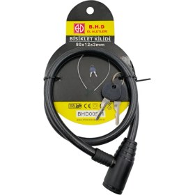 Resim Fixonic B.h.d BHD00581 80CM 12X3MM Bisiklet Kilidi Pvc Kaplı Çelik Halat Anahtarlı 