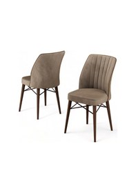 Resim Canisa Nuna Serisi 1 Adet Cappucino Mutfak Sandalyesi Babyface Kumaş Ceviz Gürgen Ayaklı Sandalye Sandalye Cappucino Ayaklar Ceviz 