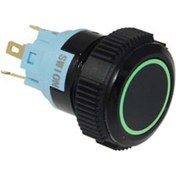 Resim 19mm Buton Ledli Plastik Seri Yaylı Yeşil - 24 Volt 