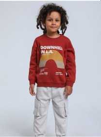 Resim Erkek Bebek Downhill Yazılı Sweatshirt-14342 Kiremit 