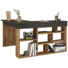 Resim L'occi Concept Tyler Çalışma Bilgisayar Ofis Ders Raflı Kitaplık Antrasit 