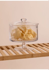 Resim The Mia Ayaklı Cam Saklama Kabı 20 Cm Şeffaf 