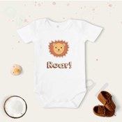 Resim Limon Unisex Bebek Beyaz Roar Desenli Organik Body Zıbın 