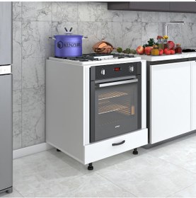 Resim Kenzlife Ankastre Modülü Kabini Rakib Byz Fırın Ocak Dolabı 70 Cmye Kadar Ocak İçin Uyumlu Beyaz 
