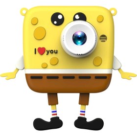 Resim Dynego Mp3 Mini 1080p Hd Kamera Silikon Korumalı Kılıflı Çocuklar Için Dijital Fotoğraf Makinesi Sünger Bob 