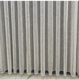 Resim Tül Perde Natural Çizgili Keten Desenli Yeni Sezon Trend Tül Perde 1x3 Sık Pileli Tül Perde 