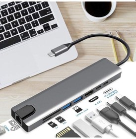 Resim 8In1 Usb-C Dijital Av Çoklu Bağlantı Noktası Adaptörü. Hub 