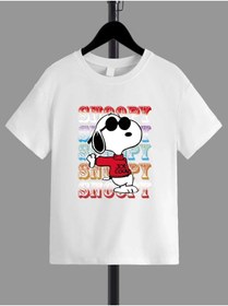 Resim VASK Ünisex Rahat Kalıp Pamuklu Baskılı Beyaz Çocuk T-shirt 