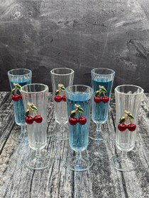 Resim 6 Lı Kristal Cam Kiraz Kahve Yanı Bardağı Su Bardak 150ml 