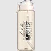 Resim Renga Saga Loop Yazı Desenli 1000 ml Pipetli Tritan Matara 912173 Bej 