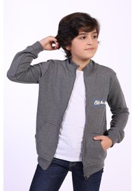 Resim Toontoy Kids Toontoy Erkek Çocuk 2'li Takım Baskılı Dik Yaka Fermuarlı Hırka & Beli Paçası Lastikli Cepli Jogger Eşofman Altı Antrasit Melanj 