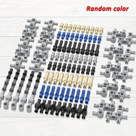 Resim 130 Parça Teknik Serisi Bileşenlerinin Toplu Paketi, Pinler, Mafsallar ve Bağlayıcılar Dahil, Klasik DIY Oyuncaklarla Uyumlu Blok Briketler için Bina Yapımı İçin. 