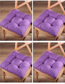 Resim Altınpamuk Altınpamuk 4'Lü Lüx Pofidik Mor Sandalye Minderi Özel Dikişli Bağ 