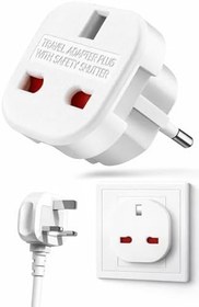 Resim Kyrotech İngiltere’den AB’ye Seyahat Adaptörü, UK G Tip 3 Pin’den Avrupa E/F Tipi 2 Pin Priz Dönüştürücü, Güvenlik Kilitli, 240V 10A, 16A, Fransa, Almanya, Hollanda, Polonya, İsveç Uyumlu 