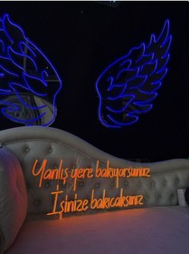 Resim Yanlış Yere Bakıyorsunuz İşinize Bakıcaksınız Yazılı Neon Tabela Turuncu 