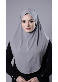 Resim Hürrem Bone Gri Pratik Hazır Geçmeli Tesettür Eşarp Sandy Kumaş Düz Hijab 2308 15 