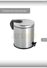 Resim Jet's Home Pedallı Banyo Çöp Kovası Paslanmaz 20 Lt Mutfak Çöp Kutusu Gri Gri 