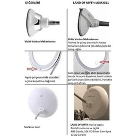 Resim SDT Group Land Of Myth - Şerit LED Işıklı Banyo Makyaj-Tıraş Aynası, 10X Hd Büyütme, Esnek, Dokunmatik Işık Kısma, Ayarlanabilir Kol 