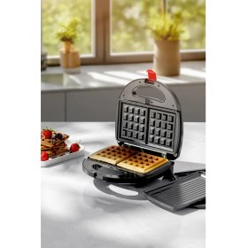 Resim Özbience Pratik Çıkarılabilir Tost ve Waffle Makinesi, Lezzetli Anlar Için 