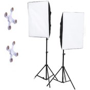 Resim 50x70cm Softbox 4 Duylu Ikili Sürekli Işık Seti Foto Video Ürün Çekim Makyaj 8 Duy 50x70 Softbox 