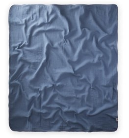 Resim Cigit Dantel İşlemeli Tekkat Müslin Battaniye 100X100 cm +/- 3 cm İndigo Mavi 
