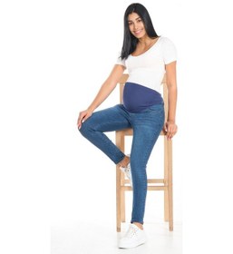 Resim Busa Hamile Skinny Dar Paça Kot Pantolon Mavi-mavi 