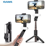 Resim QAML A6 2025 Taşınabilir Gimbal Stabilizatör, Selfie Çubuğu ve Tripod Standı, Kablosuz Uzaktan Kumanda, 1 Eksenli Akışkan Pompa, 400mAh Şarj Edilebilir Lityum Polimer Pil, USB Şarj, ABS Malzeme, iPhone & Android Cihazlarla Uyumlu 