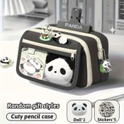Resim Yedi Parçalı Panda Kalem Kutusu Seti - Panda Cosas - Öğrenci Kırtasiye Organizatörü - Panda Stickerları ve Kalem Kutusu Dahil - Okula Dönüş Malzemeleri 