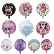 Resim A Set of 10 18-Inch Cartoon Character Aluminum Foil Balloons from Sanrio, Featuring for kuromi, for Cinnamoroll, Melody, And More, Suitable for Birthday Parties, Family Gatherings, Graduation Parties, And Other Events. 