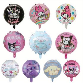 Resim A Set of 10 18-Inch Cartoon Character Aluminum Foil Balloons from Sanrio, Featuring for kuromi, for Cinnamoroll, Melody, And More, Suitable for Birthday Parties, Family Gatherings, Graduation Parties, And Other Events. 